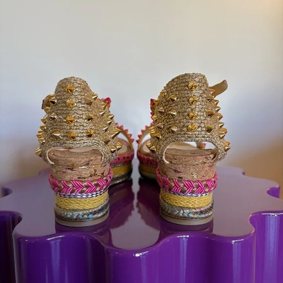 Christian Louboutin Pyraclou 60mm Espadrille Sandal, Authentic, EUC - Picture 8 of 12